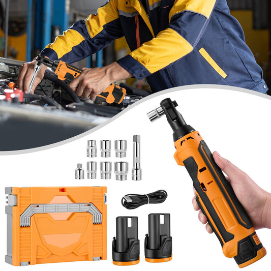 SPBTAR 3/8" Cordless Electric Ratchet Wrench, 59 Ft-lbs Torque, 20V Power Tool Kit with 2x2.0Ah Batteries, LED Light & 13 Accessories for Car & Home Repairs