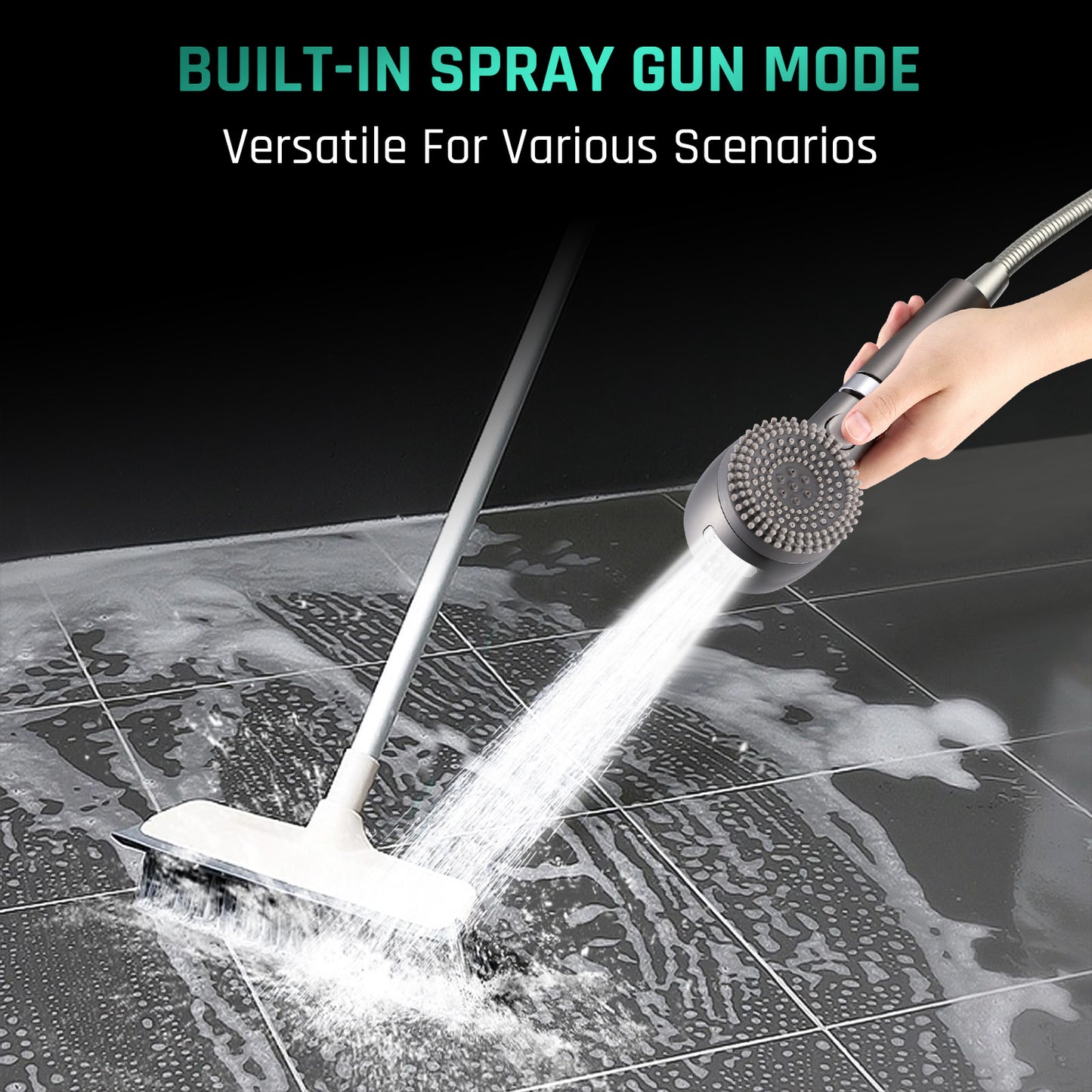 SPBTAR Shower Head, Detachable Shower Head with Handheld, Two Water Filters, High Pressure Shower Heads with Hose 59 inch Stainless Steel and Adjustable Bracket