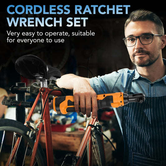 SPBTAR 3/8" Cordless Electric Ratchet Wrench, 59 Ft-lbs Torque, 20V Power Tool Kit with 2x2.0Ah Batteries, LED Light & 13 Accessories for Car & Home Repairs