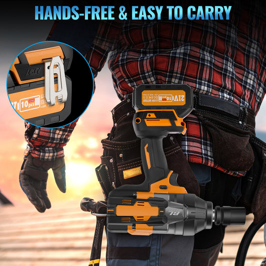 SPBTAR 3/4" Cordless Impact Wrench Kit, 2100N·m High Torque Brushless Motor, 21V 4.0Ah x2 Battery, 12PCS Socket Set for Car, Truck, RV, Farm & DIY