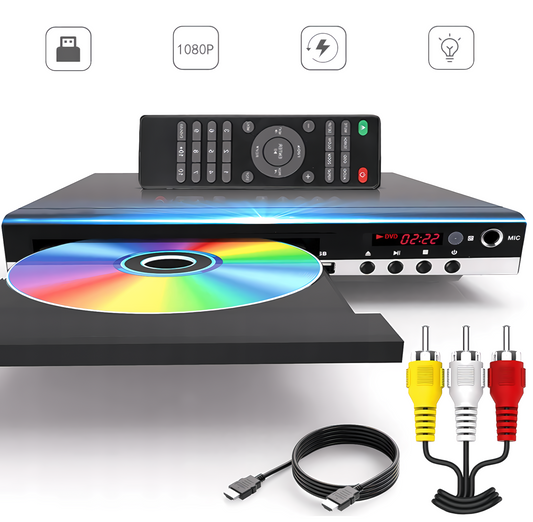 SPBTAR 1080P HD DVD Player for TV, Compact DVD Player with USB Input and HDMI/AC Output, Remote Control, All Region Free, Support PAL/NTSC System