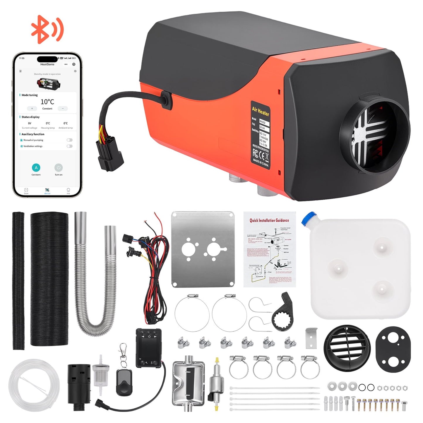 SPBTAR Diesel Air Heater, 12V 8KW All-in-One Diesel Heater, Diesel Parking Heater with Remote Control and Muffler for Car, Truck, RV