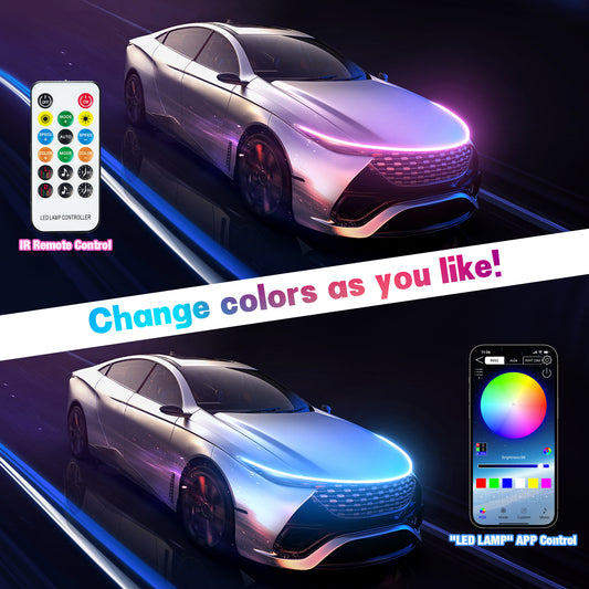 SPBTAR 59" Car Led Lights, Multicolor LED Car Hood Lights Exterior Waterproof RGB Light for Car with APP & Remote Control