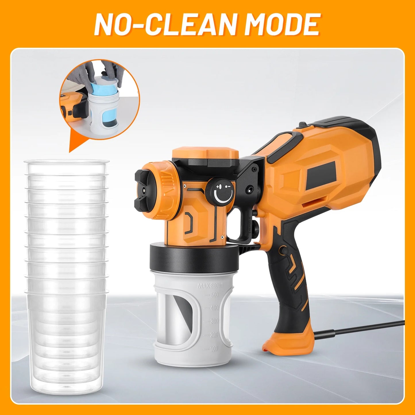SPBTAR HVLP Paint Sprayer - 550W Electric Spray Gun with 1500ML Cup & 10 Disposable Cups, 3 Brass Nozzles & Spray Patterns for Furniture, Fence, Wall & DIY Painting