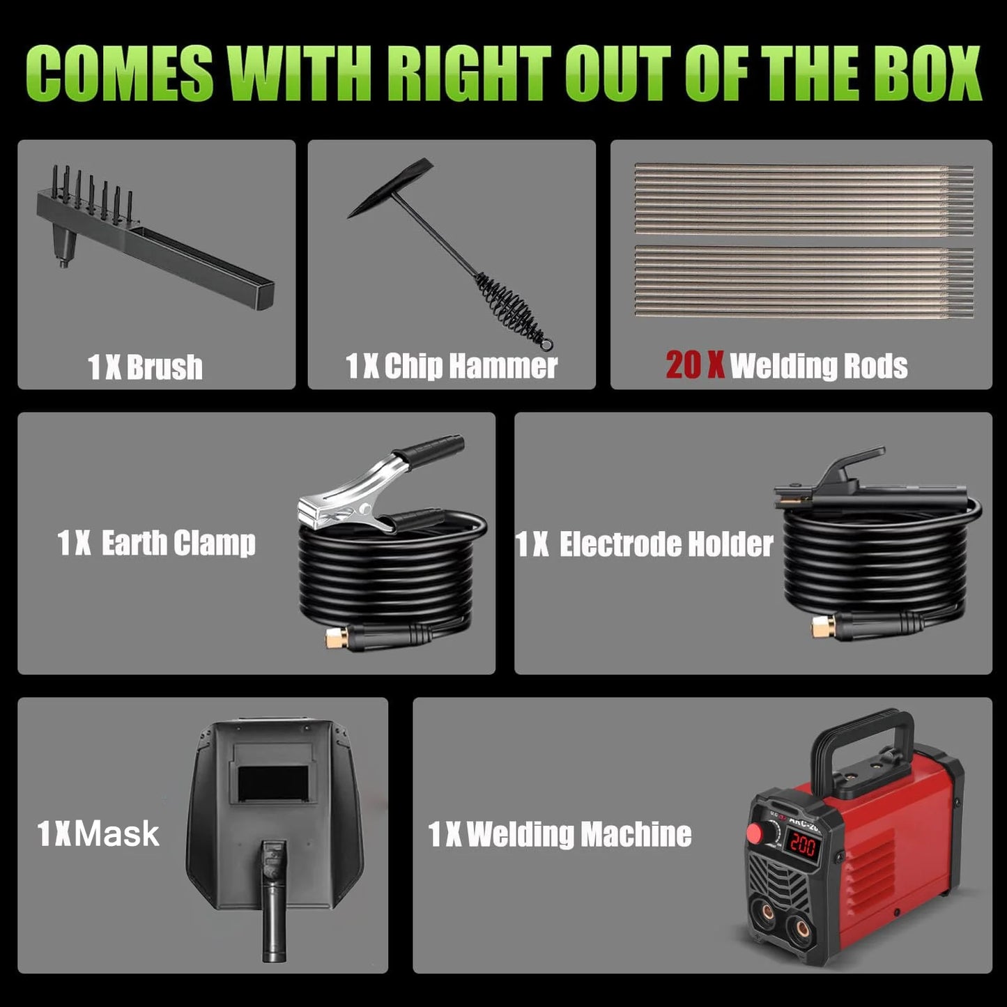 SPBTAR Stick Welder 200Amp 110V ARC Welding Machine, Mini Portable IGBT Inverter Welder Kit w/ 20 Rods, Hot Start, Anti-Stick, Arc Force, for 1/16-1/8" Rod