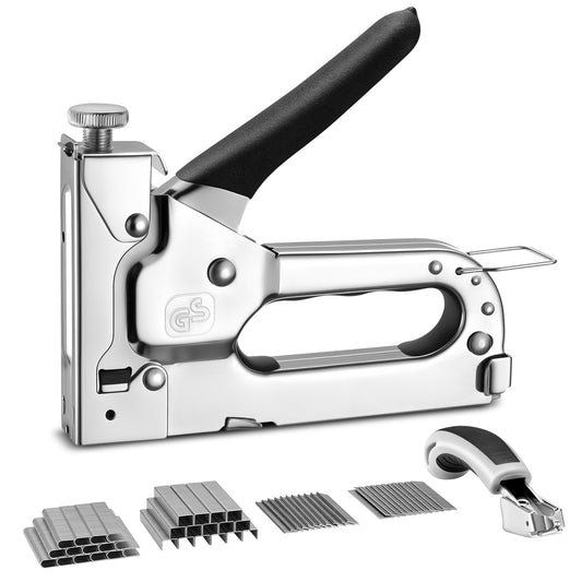 SPBTAR 4-in-1 Stapler Gun, Heavy Duty Staple Gun with 4000 Staples, Manual Brad Nailer Power Adjustment Stapler Gun for Wood, Crafts, Carpentry, and DIY