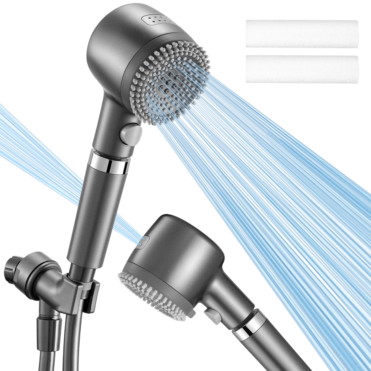 SPBTAR Shower Head, Detachable Shower Head with Handheld, Two Water Filters, High Pressure Shower Heads with Adjustable Bracket (No Hose)
