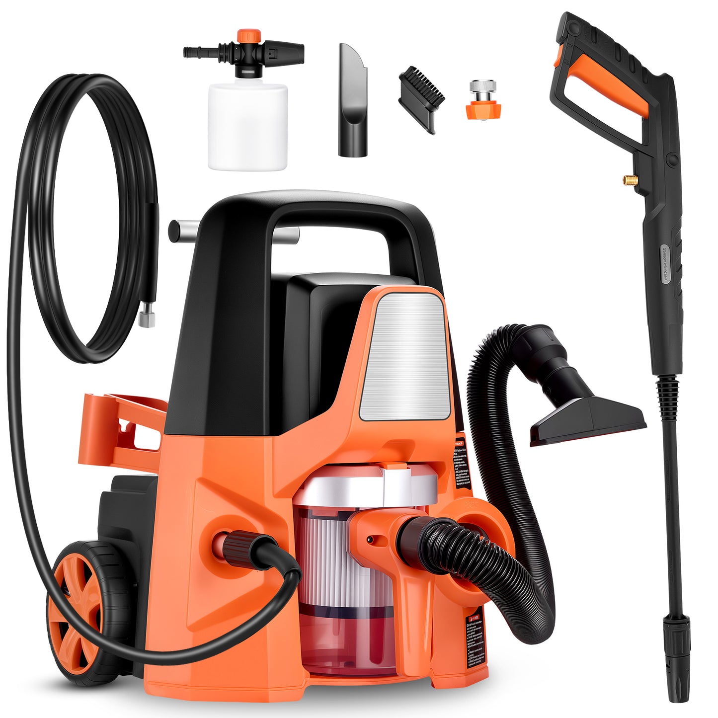 SPBTAR 4-1 Pressure Washer, 2800PSI 1.7GPM High Pressure Cleaner with Vacuum Cleaner,0° -180° Swivel Joint & Soap Tank for Car/Fences/Driveway/Home/Patio Cleaning