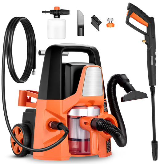 SPBTAR 4-1 Pressure Washer, 2800PSI 1.7GPM High Pressure Cleaner with Vacuum Cleaner,0° -180° Swivel Joint & Soap Tank for Car/Fences/Driveway/Home/Patio Cleaning