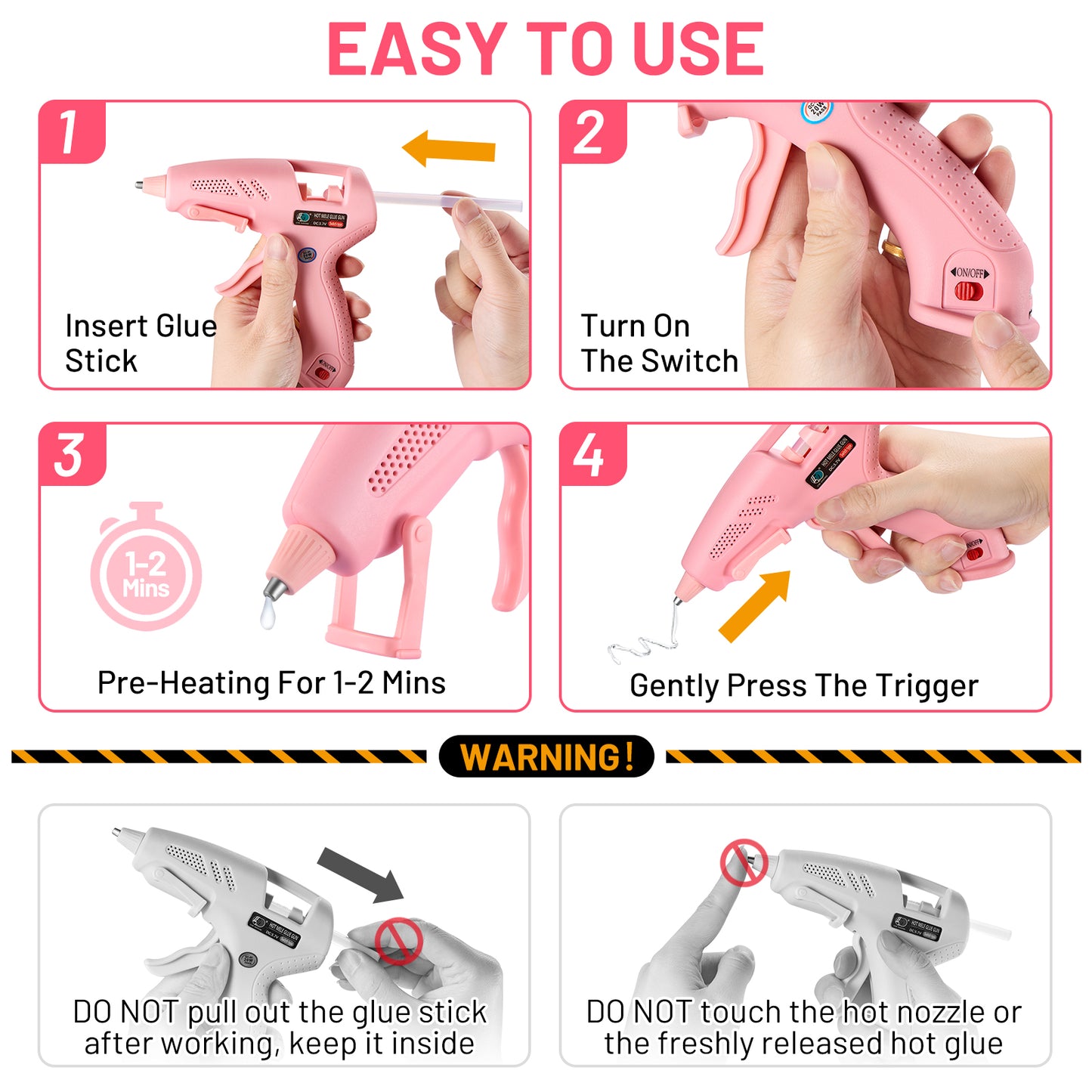 SPBTAR Cordless Hot Glue Gun, Fast Preheating with 2Ah Built-in Battery, Hot Melt Glue Gun with Stand, 20pcs Premius Mini Glue Sticks, Smart Power-Off, USB-C Charging for DIY Gift, Crafts and Arts