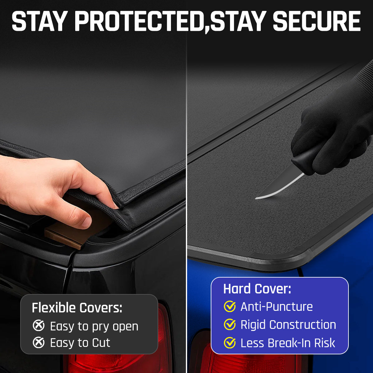 SPBTAR Truck Bed Top Hard Solid Tri-Fold Tonneau Cover, 5.10 ft Tonneau Cover for 2019-2025 Chevy Silverado & GMC Sierra 1500