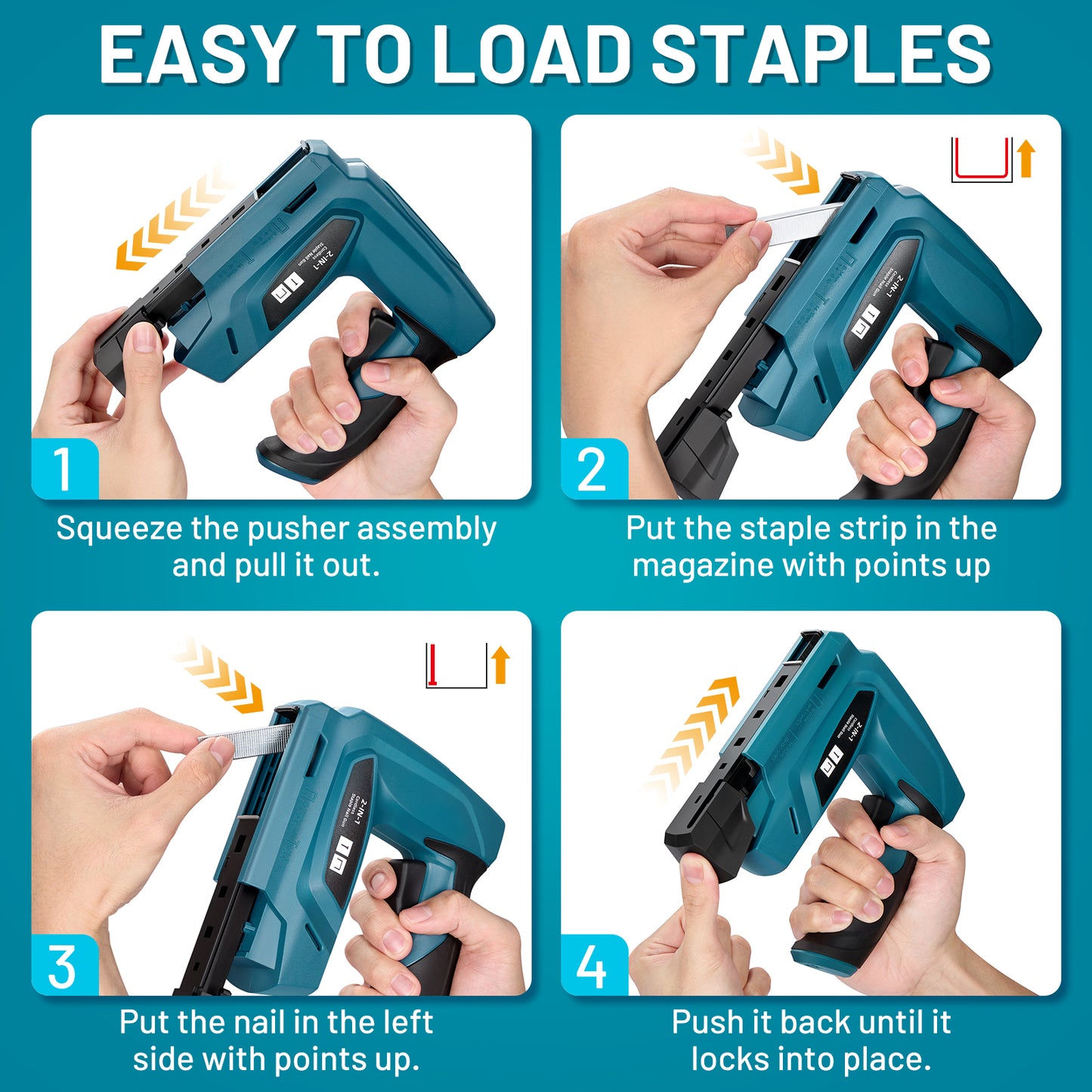 SPBTAR Electric Staple Gun, 2 in 1 Cordless Staple Gun/Brad Nailer with 2000 Staples & Nails, 2000mAh Cable Staple Gun with USB Charger for Wood, Upholstery, Carpentry, Crafts, DIY