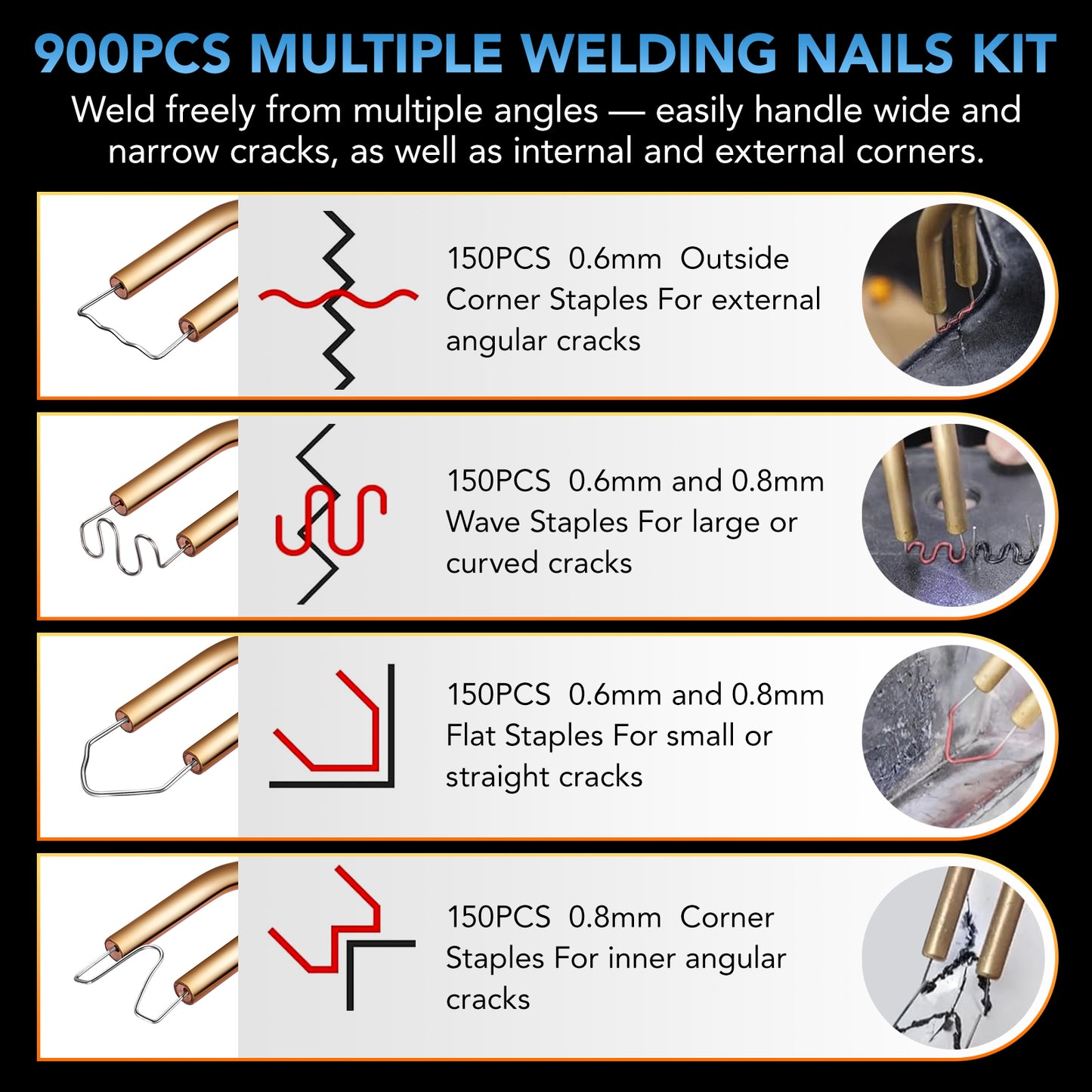 SPBTAR Cordless Plastic Welder, 900PCS Hot Staples Plastic Welding Kit with 5.0Ah Battery, LED Light, Pilers and Portable Toolbox, Staple Gun Plastic Repair Kit for Toys, Car Bumper, Plastic Crack