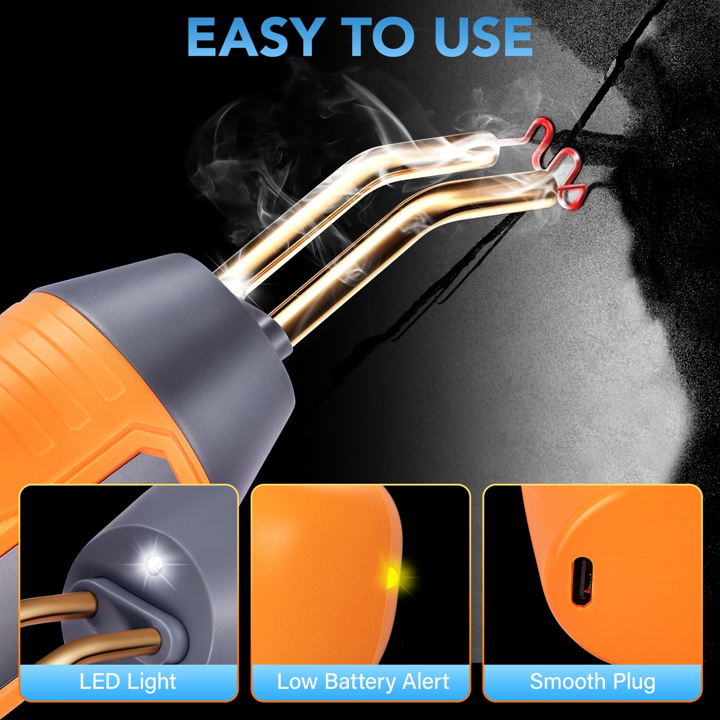 SPBTAR Cordless Plastic Welder, 900PCS Hot Staples Plastic Welding Kit with 5.0Ah Battery, LED Light, Pilers and Portable Toolbox, Staple Gun Plastic Repair Kit for Toys, Car Bumper, Plastic Crack