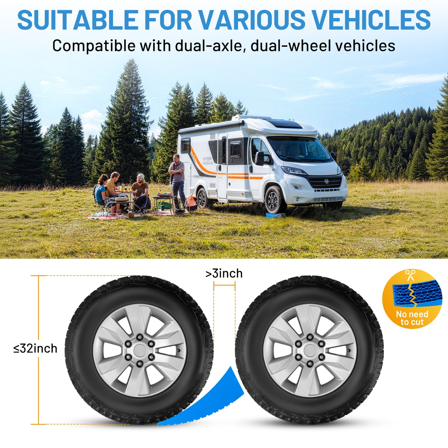 SPBTAR RV Leveling Blocks Kit, 2Packs Camper Leveling Blocks System Kit for RVS Trailer with Carrying Bag, Anti-Slip Mats, T Bubble Level Up to 35000 Lbs