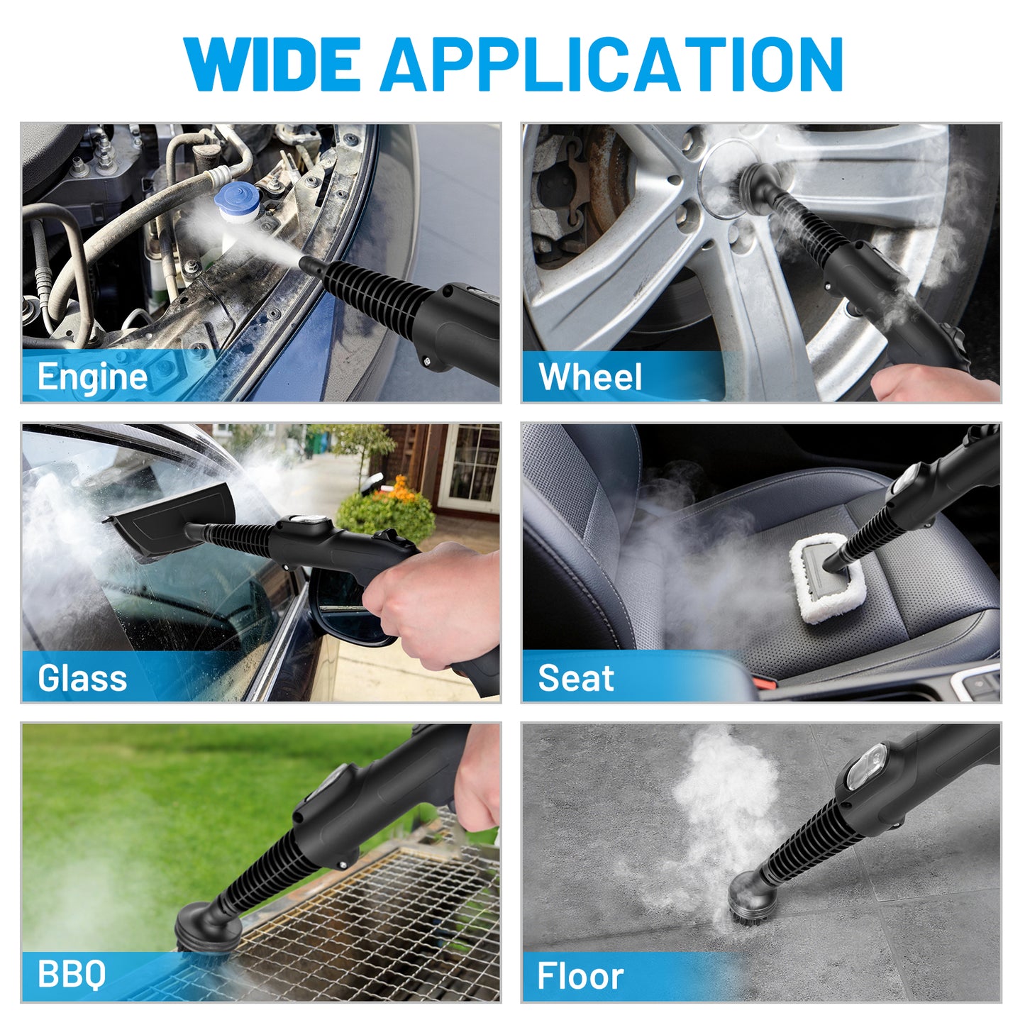 SPBTAR 2-in-1 Pressure Washer, 3000PSI 2GPM High Pressure Cleaner with Steam Cleaner, 2 Quick-Connect Nozzles & Soap Tank for Car/Fences/Driveway/Home/Patio Cleaning