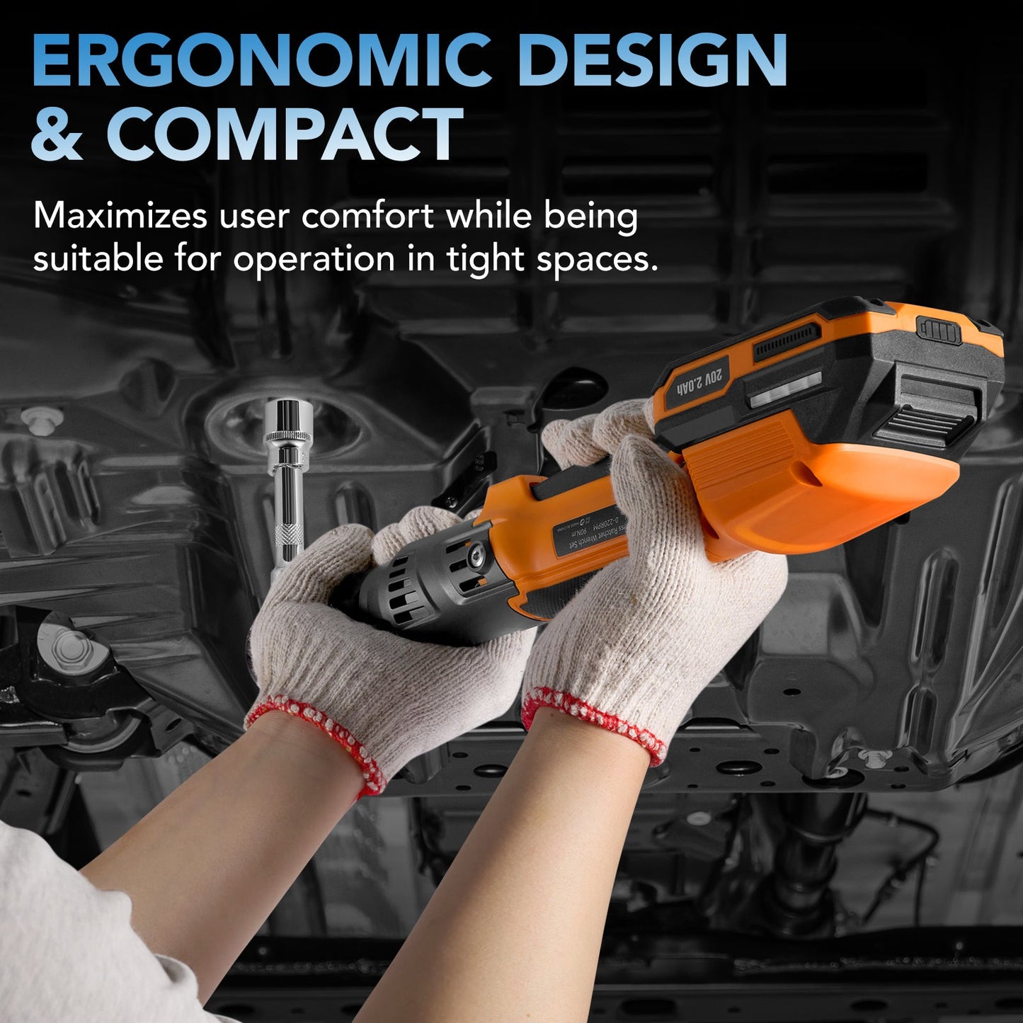 SPBTAR 3/8" Cordless Ratchet Wrench, 89Ft-lbs (120Nm) Brushless Power Tool Kit, 20V 250RPM with 2x2.0Ah Batteries, 8 Sockets, Charger for Car, Motorcycle, Home Repairs