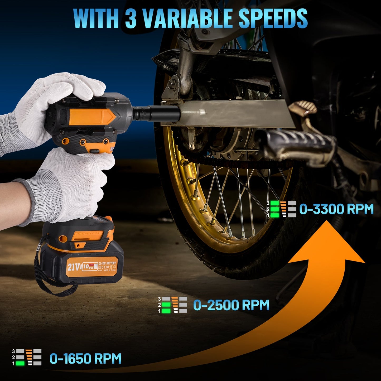 SPBTAR 1/2" Cordless Impact Wrench Kit, 1000N·m Brushless Motor, 21V 4.0Ah x2 Battery, 45PCS Socket & Drill Set for Car, Truck, RV, DIY