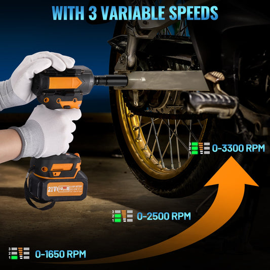 SPBTAR 1/2" Cordless Impact Wrench Kit, 1000N·m Brushless Motor, 21V 4.0Ah x2 Battery, 45PCS Socket & Drill Set for Car, Truck, RV, DIY