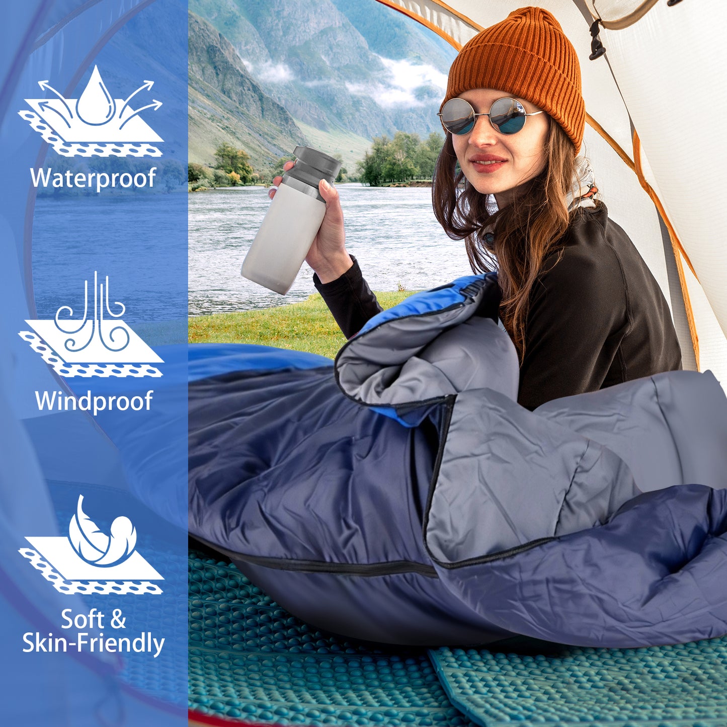 SPBTAR Sleeping Bag, Waterproof Windproof Lightweight Sleeping Bags for Adults & kids with Compression Sack, All Season Sleeping Bags for Camping, Hiking, Travel, Outdoor