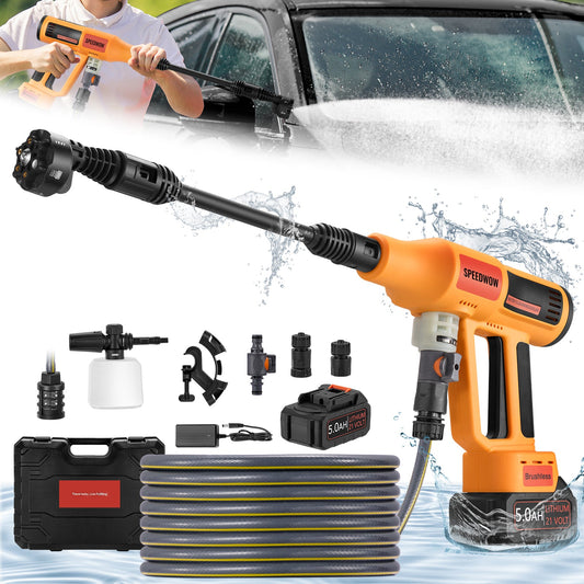SPBTAR Cordless Pressure Washer, 1500 PSI 3.4 GPM Portable High Pressure Cleaner with Brushless Motor, 6-in-1 Adjustable Nozzle, Power Washer for Car, RV, Deck, Yard
