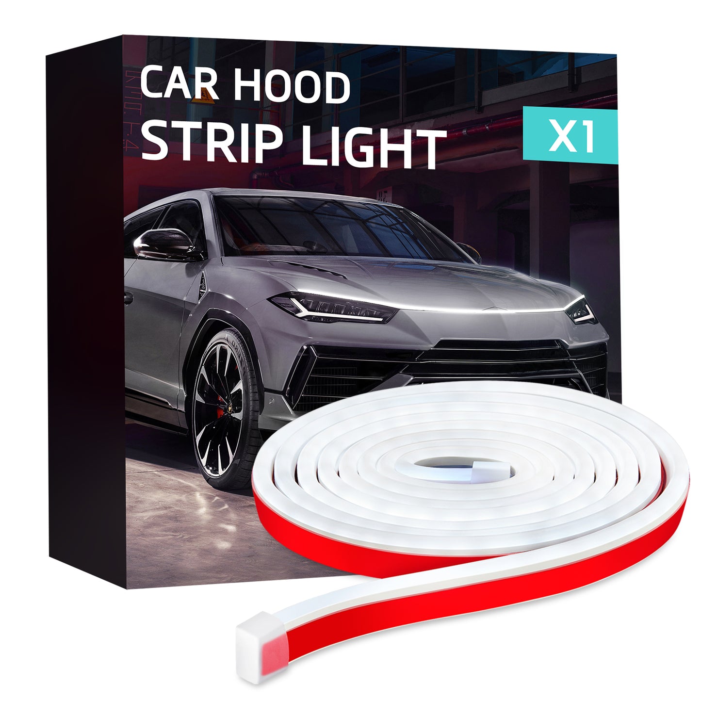 SPBTAR 71" Car Led Lights, LED Car Hood Lights Exterior Waterproof RGB Light for Car,Universal Engine Cover Decoration Accessories for Cars (White)
