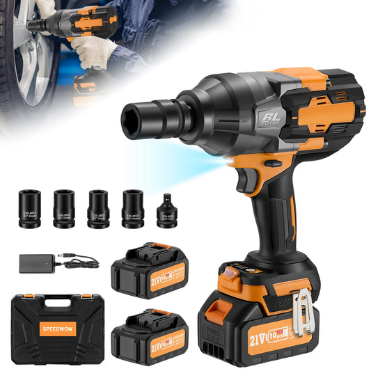 SPBTAR 3/4" Cordless Impact Wrench Kit, 2100N·m High Torque Brushless Motor, 21V 4.0Ah x2 Battery, 12PCS Socket Set for Car, Truck, RV, Farm & DIY