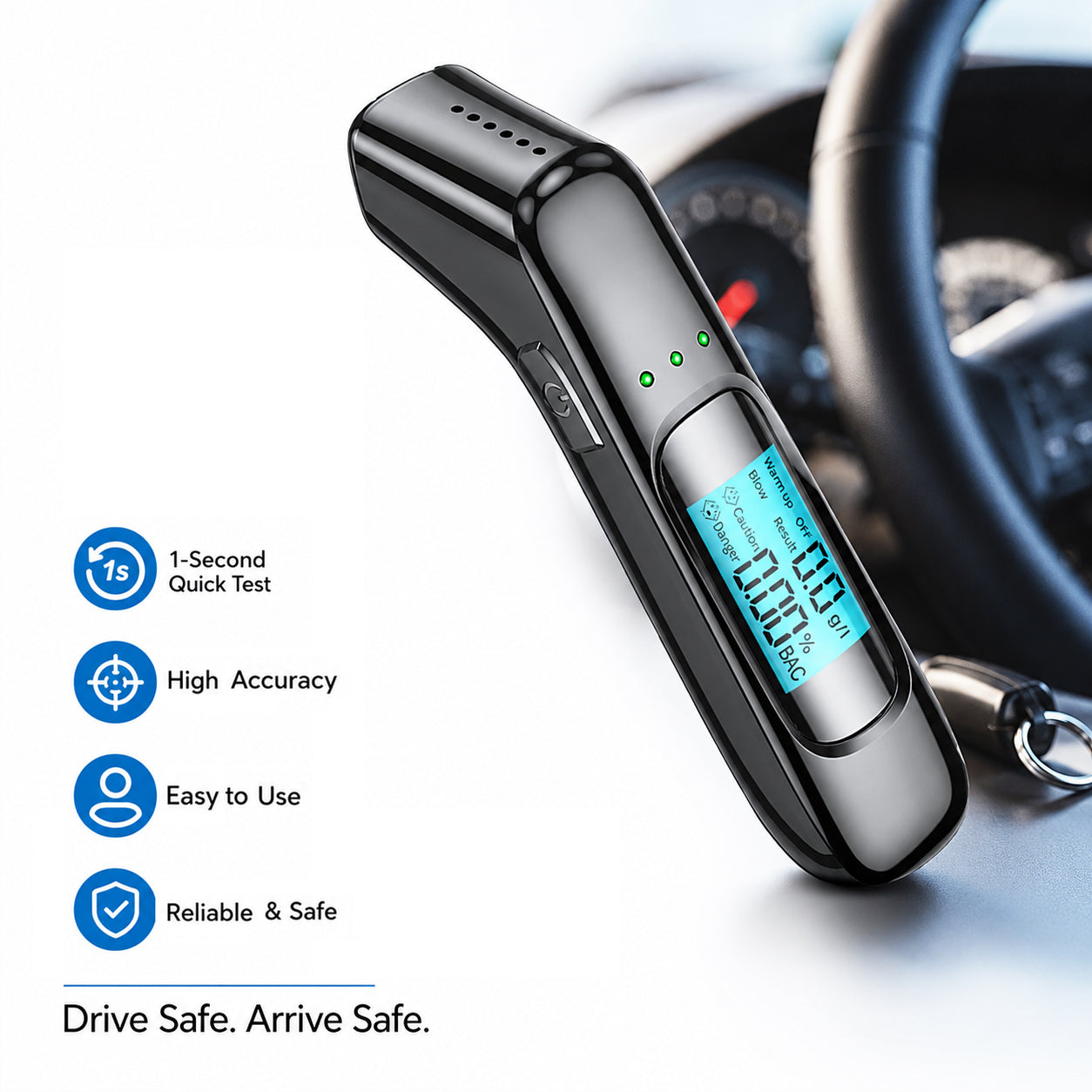 SPBTAR Breathalyzer, Non-Contact Professional Alcohol Tester with LCD Digital Display & 3-Color Warning System, High-Precision Portable Breath Alcohol Detector for Personal, Home and Party Use