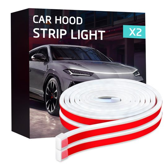 SPBTAR Car RGB Hood Lights, 59" White LED Car Lights Exterior Waterproof RGB Light for Car, Universal Engine Cover Decoration Accessories for Cars,Dynamic Scan Start-up Effect