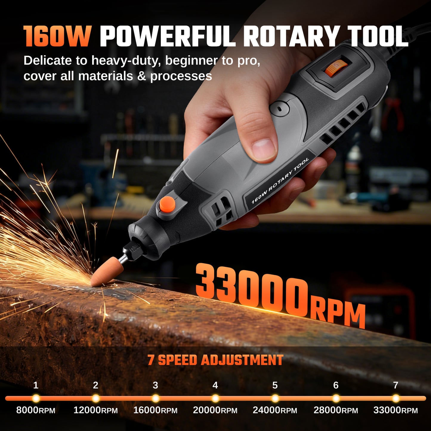 Rotary Tool Kit with MultiPro Keyless Chuck and Flex Shaft -140pcs Accessories Variable Speed Electric Drill Set for Handmade Crafting Projects and DIY Creations
