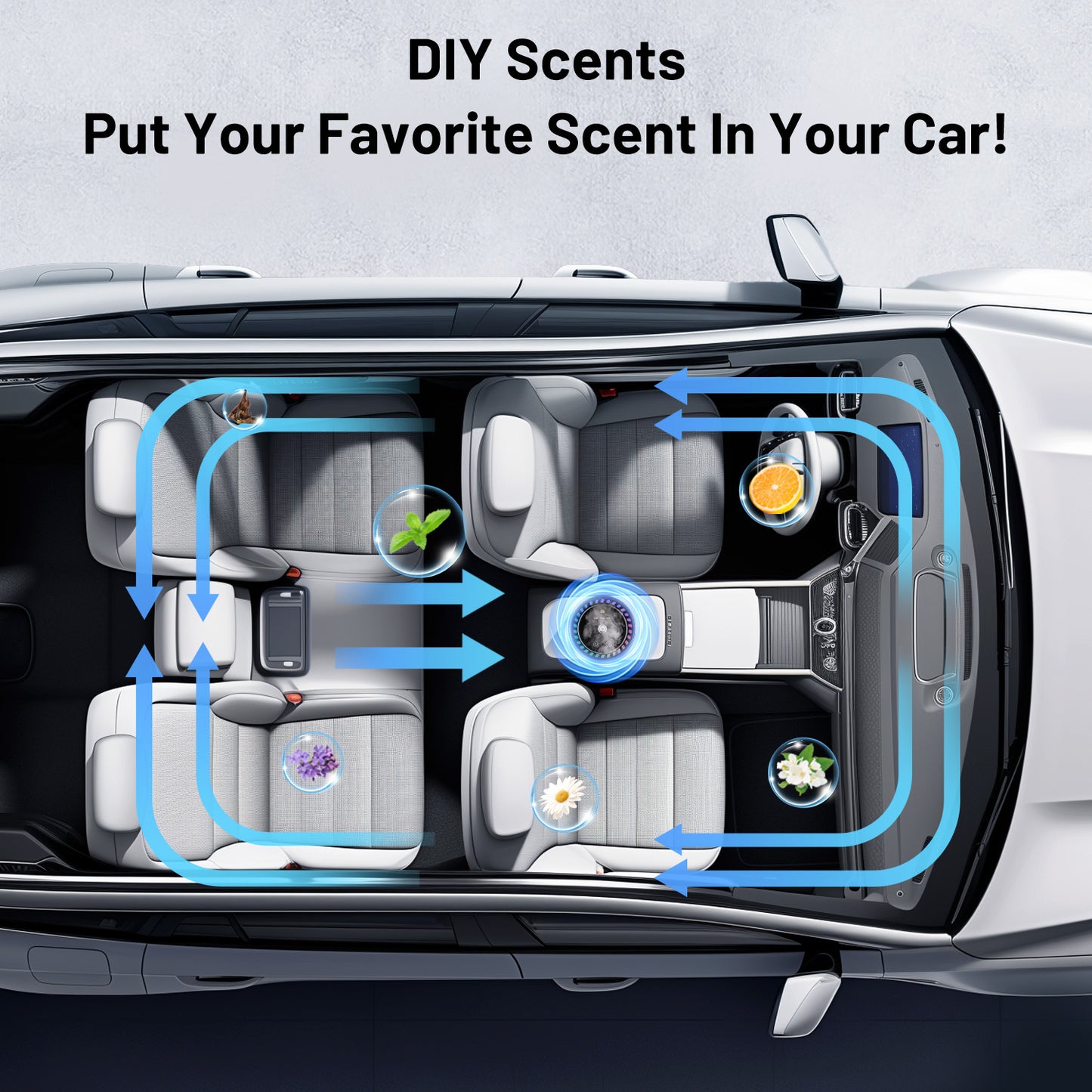 SPBTAR Pure Ocean Scented Oil for Cars - 50ml Refill for Smart Auto Air Fresheners & Diffusers, Eliminates Odors, Alcohol-Free, Long-Lasting Aromatherapy