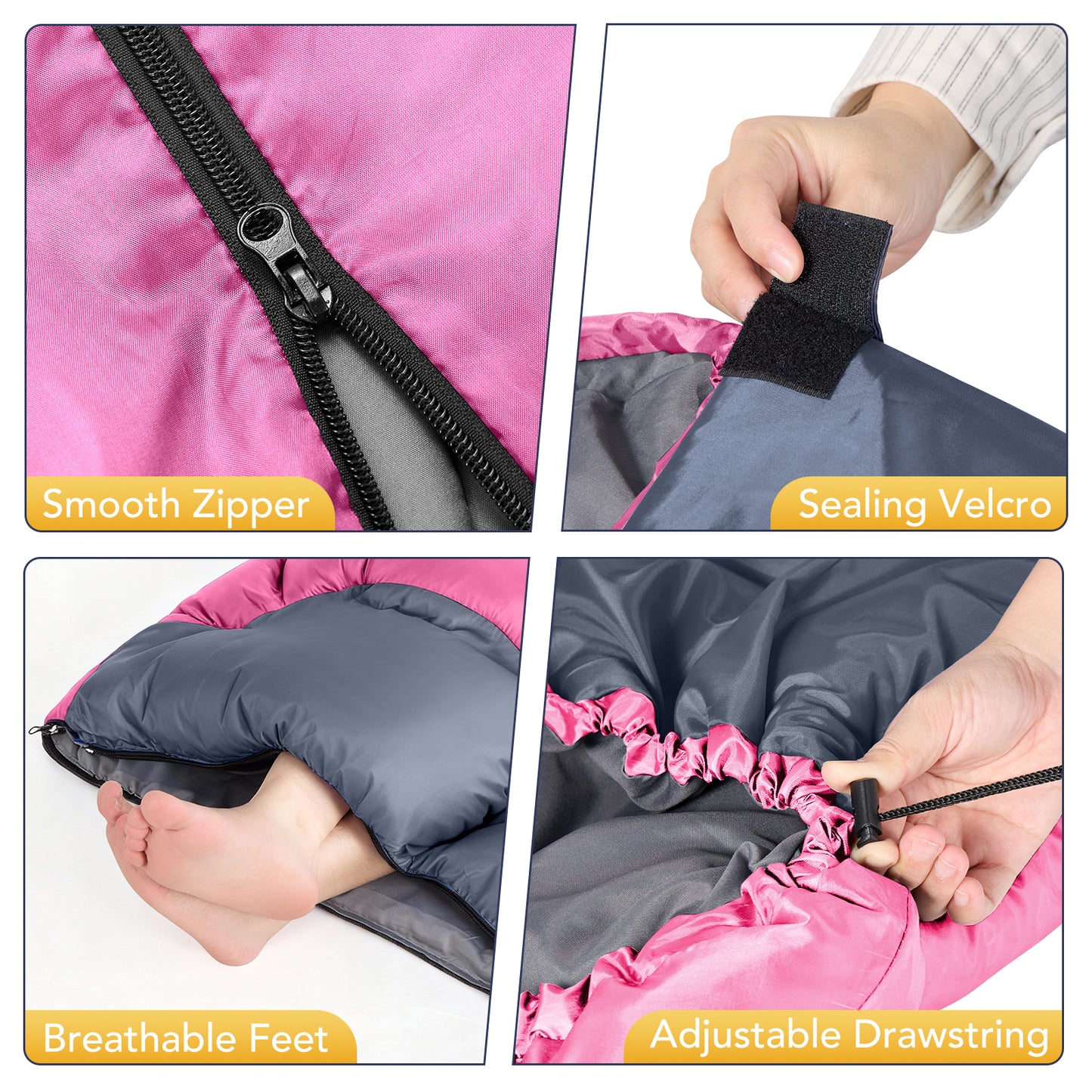 SPBTAR Sleeping Bag, Waterproof Windproof Lightweight Sleeping Bags for Adults & kids with Compression Sack, All Season Sleeping Bags for Camping, Hiking, Travel, Outdoor