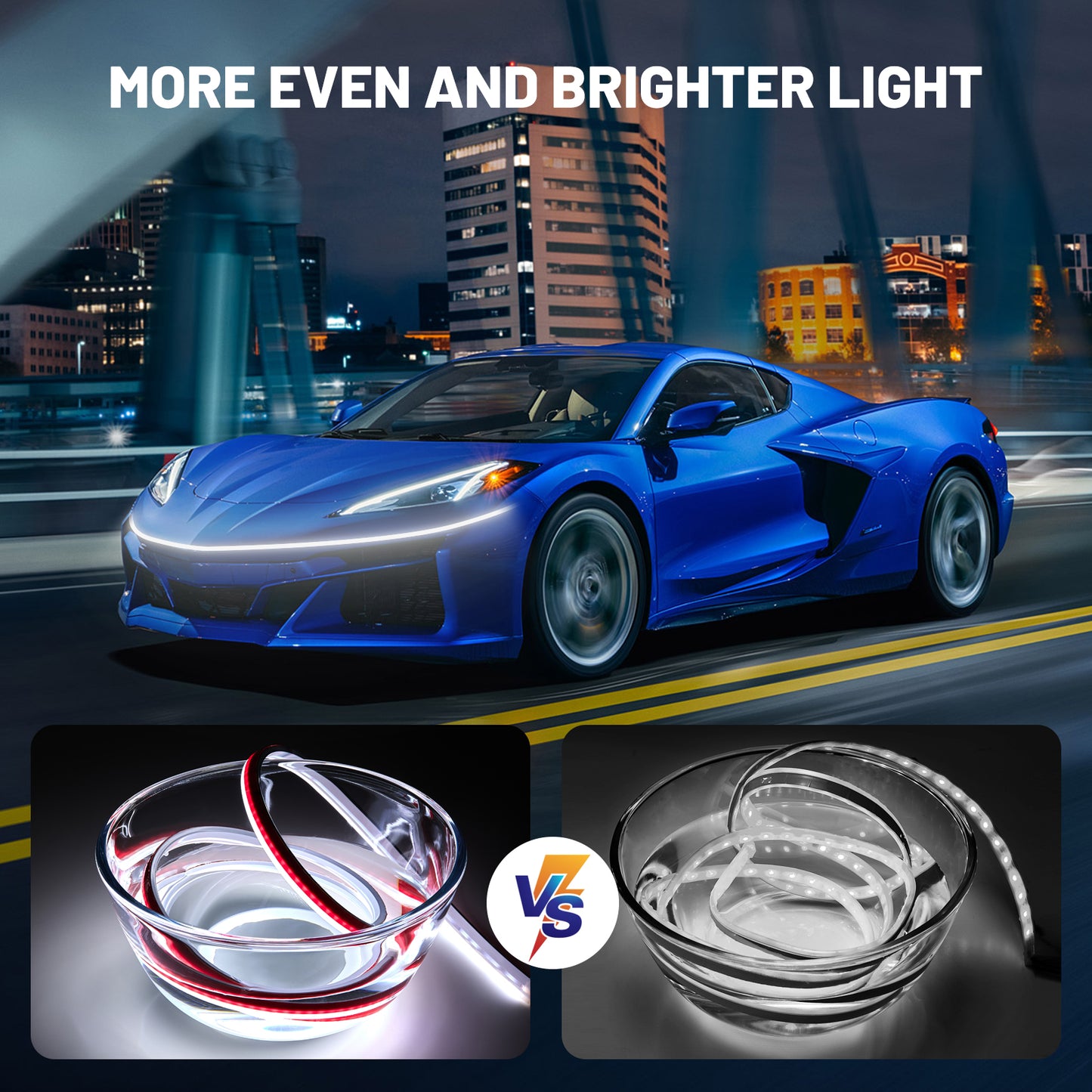 SPBTAR Car RGB Hood Lights, 59" White LED Car Lights Exterior Waterproof RGB Light for Car, Universal Engine Cover Decoration Accessories for Cars,Dynamic Scan Start-up Effect