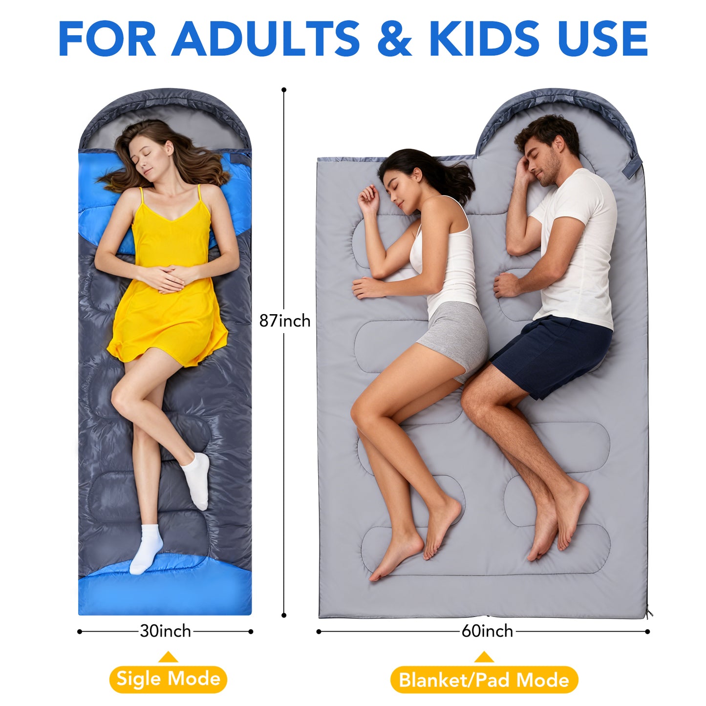 SPBTAR Sleeping Bag, Waterproof Windproof Lightweight Sleeping Bags for Adults & kids with Compression Sack, All Season Sleeping Bags for Camping, Hiking, Travel, Outdoor