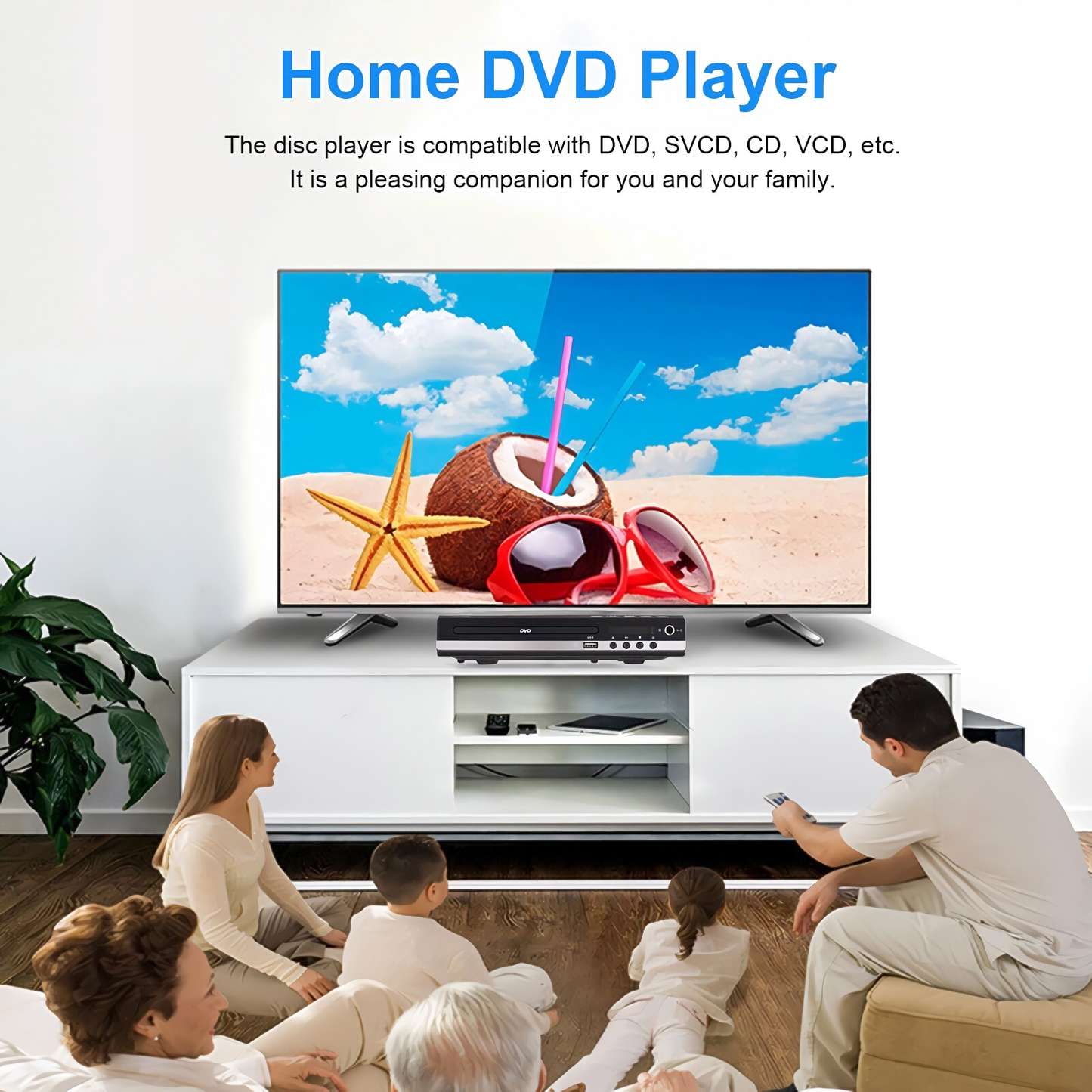 SPBTAR 1080P HD DVD Player for TV, Compact DVD Player with USB Input and HDMI/AC Output, Remote Control, All Region Free, Support PAL/NTSC System