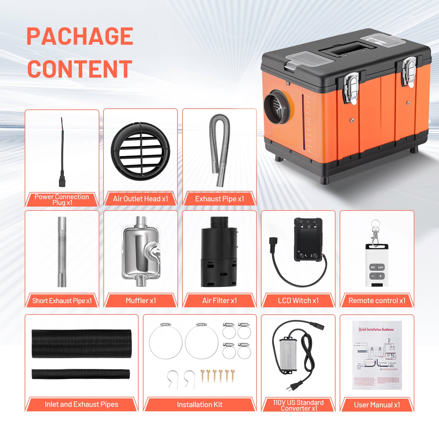 SPBTAR 8KW Diesel Air Heater, with Adaptive Plateau Mode portable parking heater, APP control for cars trucks RV campers tent garage home