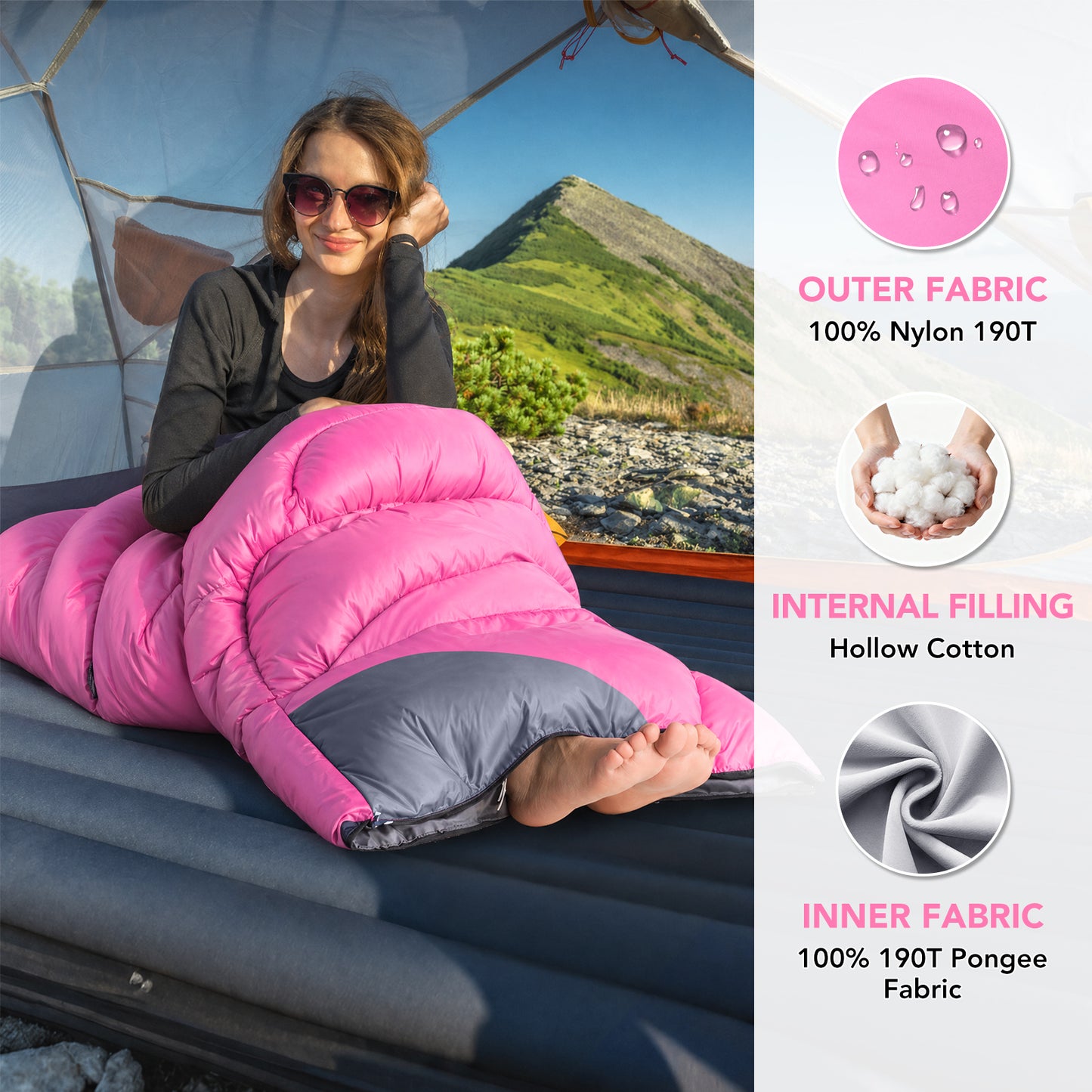 SPBTAR Sleeping Bag, Waterproof Windproof Lightweight Sleeping Bags for Adults & kids with Compression Sack, All Season Sleeping Bags for Camping, Hiking, Travel, Outdoor