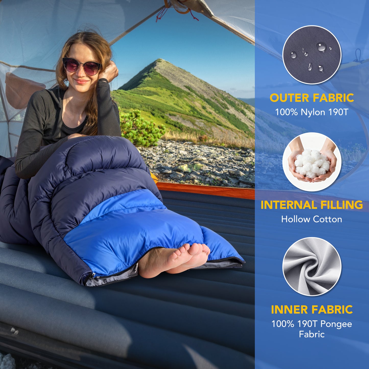 SPBTAR Sleeping Bag, Waterproof Windproof Lightweight Sleeping Bags for Adults & kids with Compression Sack, All Season Sleeping Bags for Camping, Hiking, Travel, Outdoor