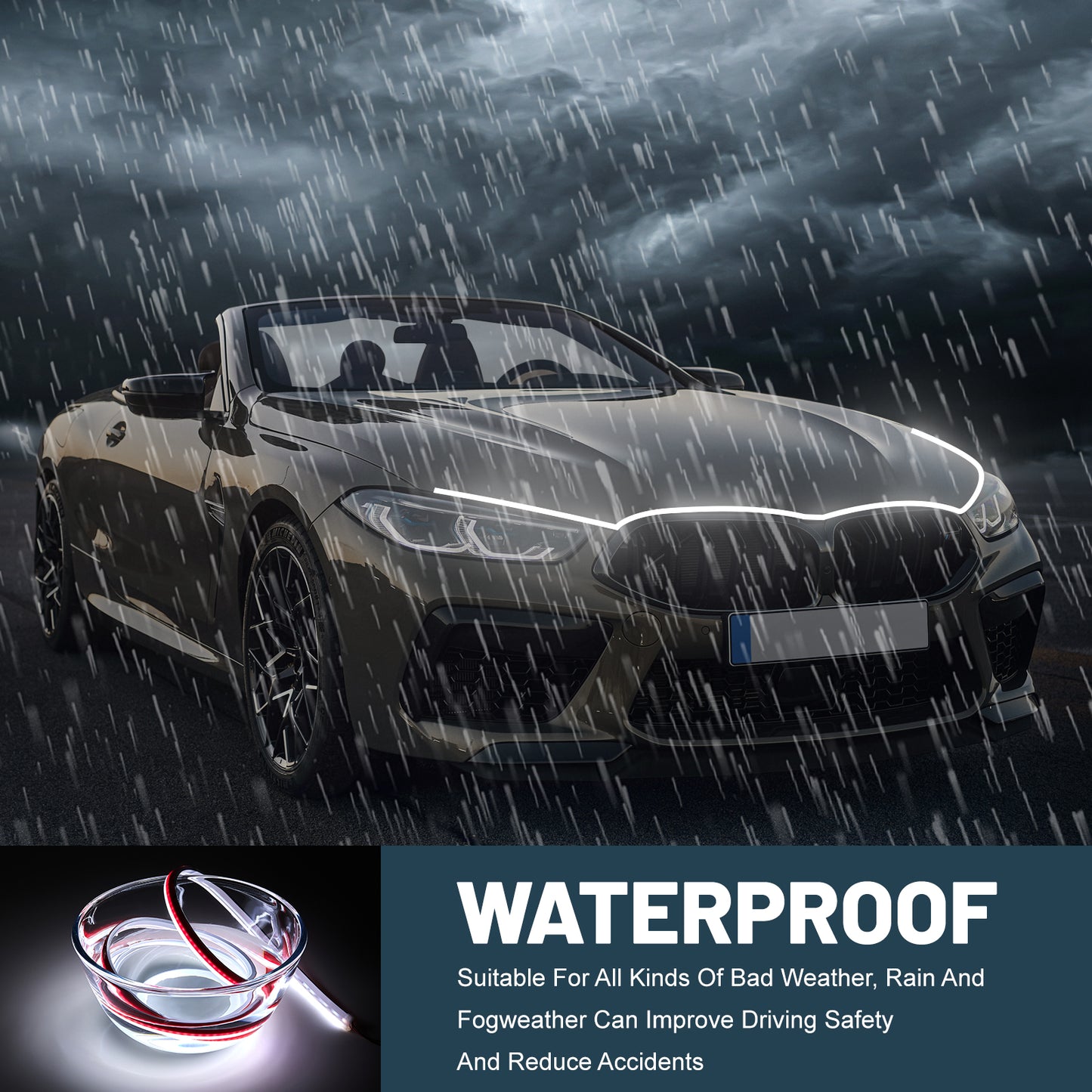 SPBTAR 79" Car Led Lights, LED Car Hood Lights Exterior Waterproof RGB Light for Car with APP & Remote Control (White)