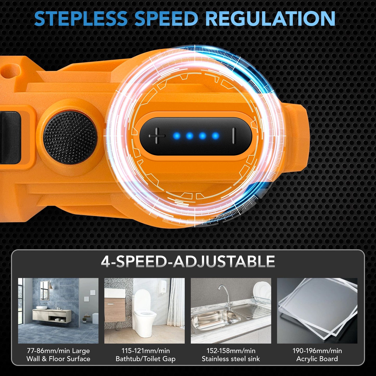 SPBTAR Cordless Caulking Gun Kit, 10oz 20V Sealant Tool with 2 Batteries, 4-Speed Control, High-Thrust Power, LED Light, Drip-Free Design