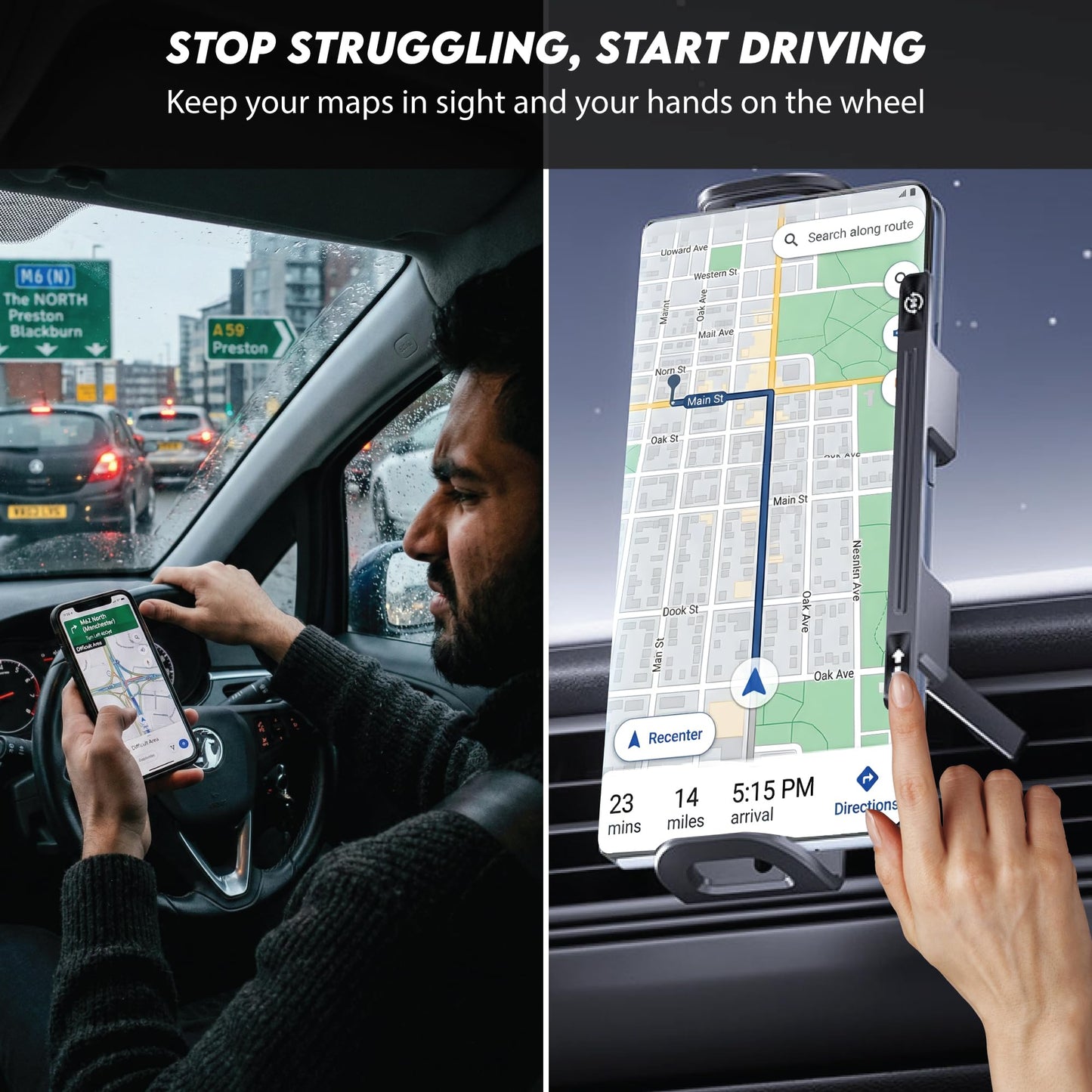 SPBTAR 15W Wireless Car Charger Mount, Auto Clamping Phone Holder with LED Indicator, Qi Fast Charging, 90° Rotation, Air Vent Clip Mount, Compatible with iPhone, Samsung & Qi Devices