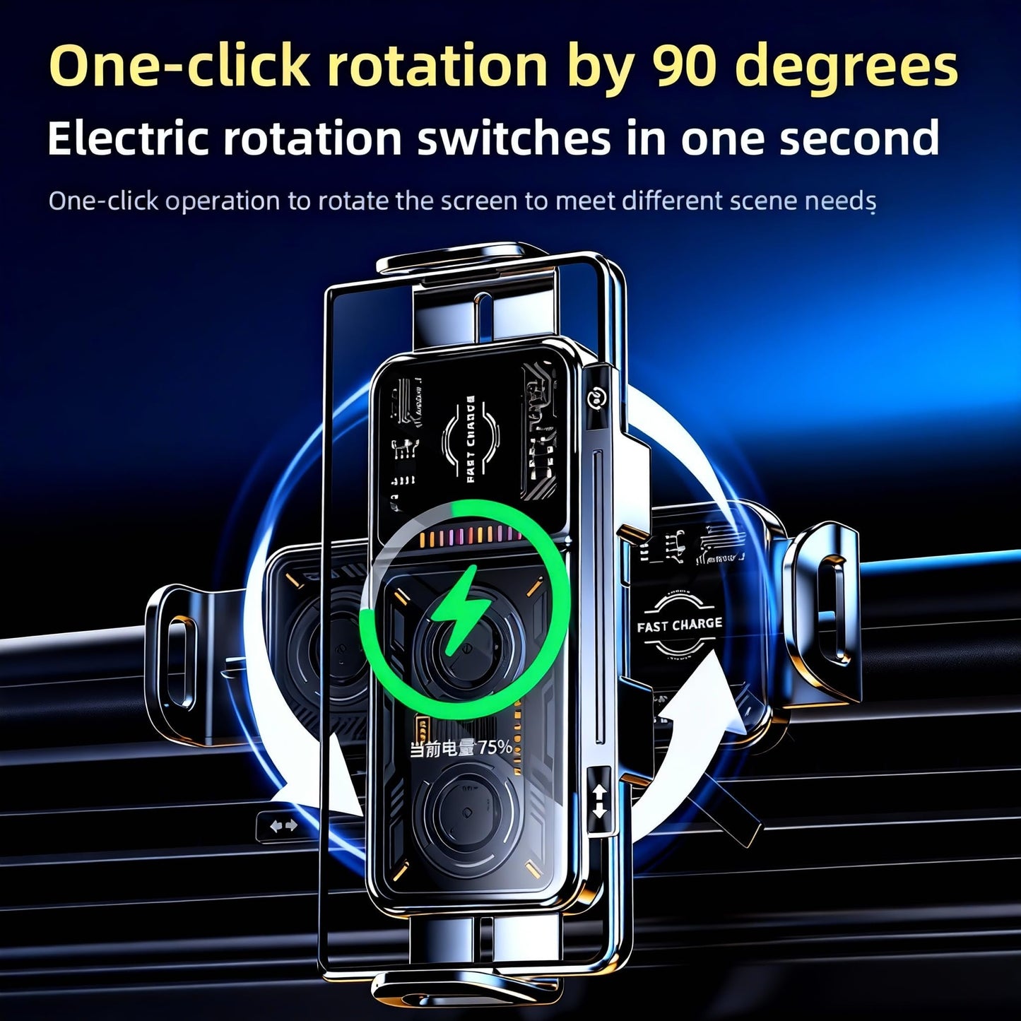 SPBTAR 15W Wireless Car Charger Mount, Auto Clamping Phone Holder with Suction Cup & LED Indicator, Qi Fast Charging, 90° Rotation, Windshield & Dashboard Mount, Compatible with iPhone, Samsung & Qi