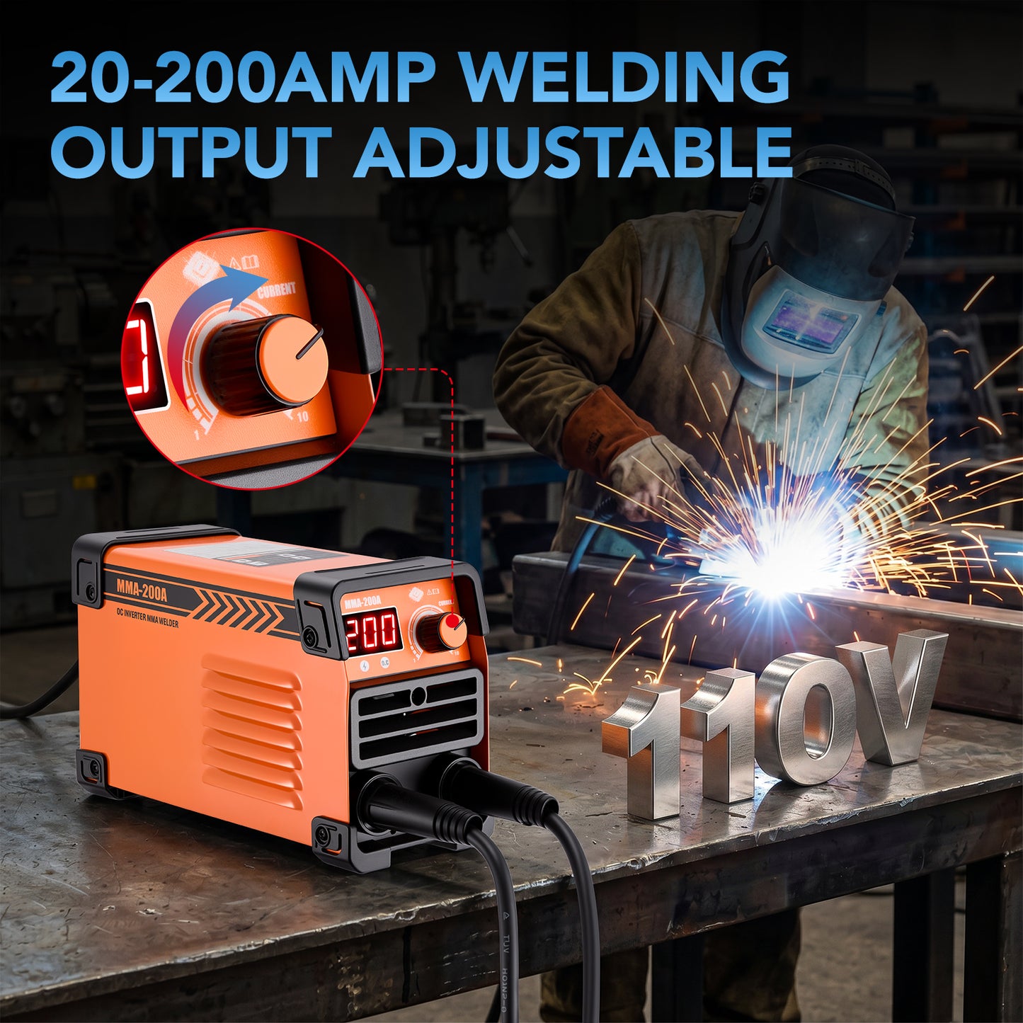 SPBTAR Stick Welder 200Amp 110V ARC Welding Machine, Mini Portable IGBT Inverter Welder Kit w/ 20 Rods, Hot Start, Anti-Stick, Arc Force, for 1/16-1/8" Rod