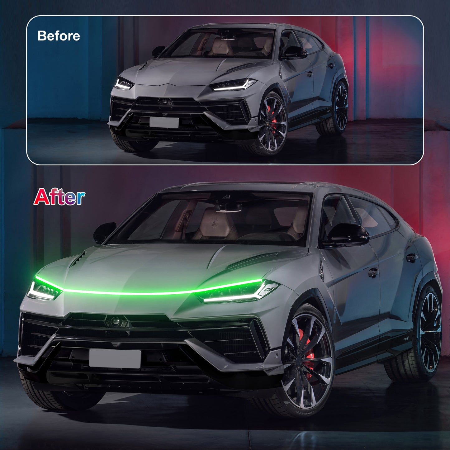 SPBTAR 71" Car Led Lights, Multicolor LED Car Hood Lights Exterior Waterproof RGB Light for Car with APP & Remote Control