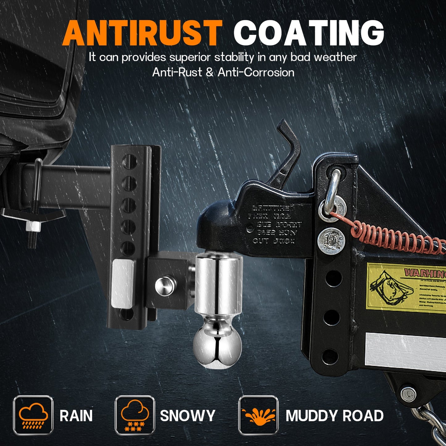 SPBTAR Heavy Duty Adjustable Trailer Hitch for 2" Receiver, 20,000 lbs GTW Aluminum Drop Hitch with 6" Drop/Rise, Dual Ball Mount (2" & 2-5/16") and 2 Anti-Theft Locking Pins