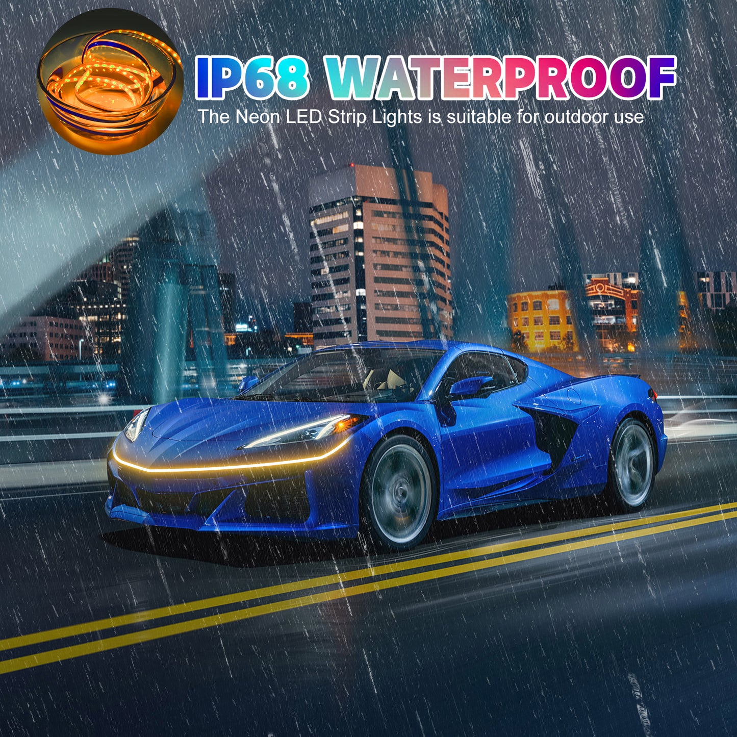 SPBTAR 59" Car Led Lights, Multicolor LED Car Hood Lights Exterior Waterproof RGB Light for Car with APP & Remote Control