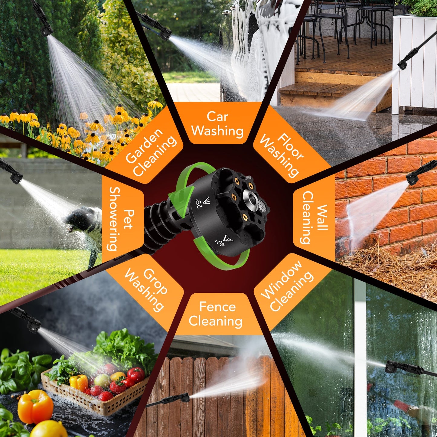 SPBTAR Cordless Pressure Washer, 1500 PSI 3.4 GPM Portable High Pressure Cleaner with Brushless Motor, 6-in-1 Adjustable Nozzle, Power Washer for Car, RV, Deck, Yard