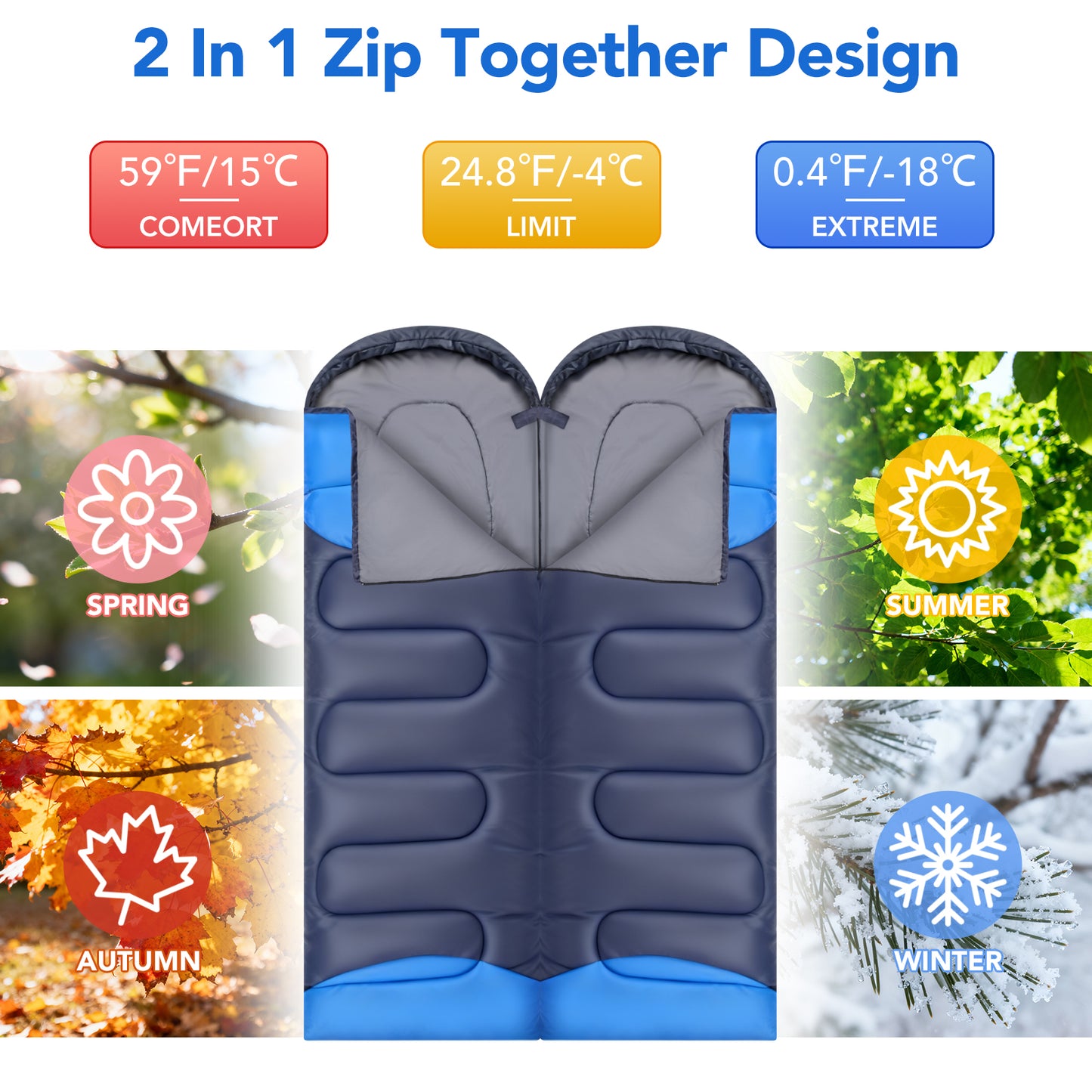 SPBTAR Sleeping Bag, Waterproof Windproof Lightweight Sleeping Bags for Adults & kids with Compression Sack, All Season Sleeping Bags for Camping, Hiking, Travel, Outdoor