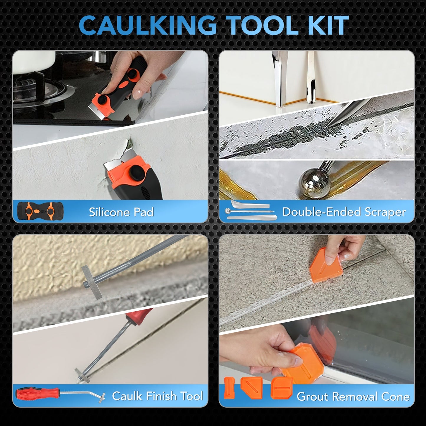 SPBTAR Cordless Caulking Gun Kit, 10oz 20V Sealant Tool with 2 Batteries, 4-Speed Control, High-Thrust Power, LED Light, Drip-Free Design