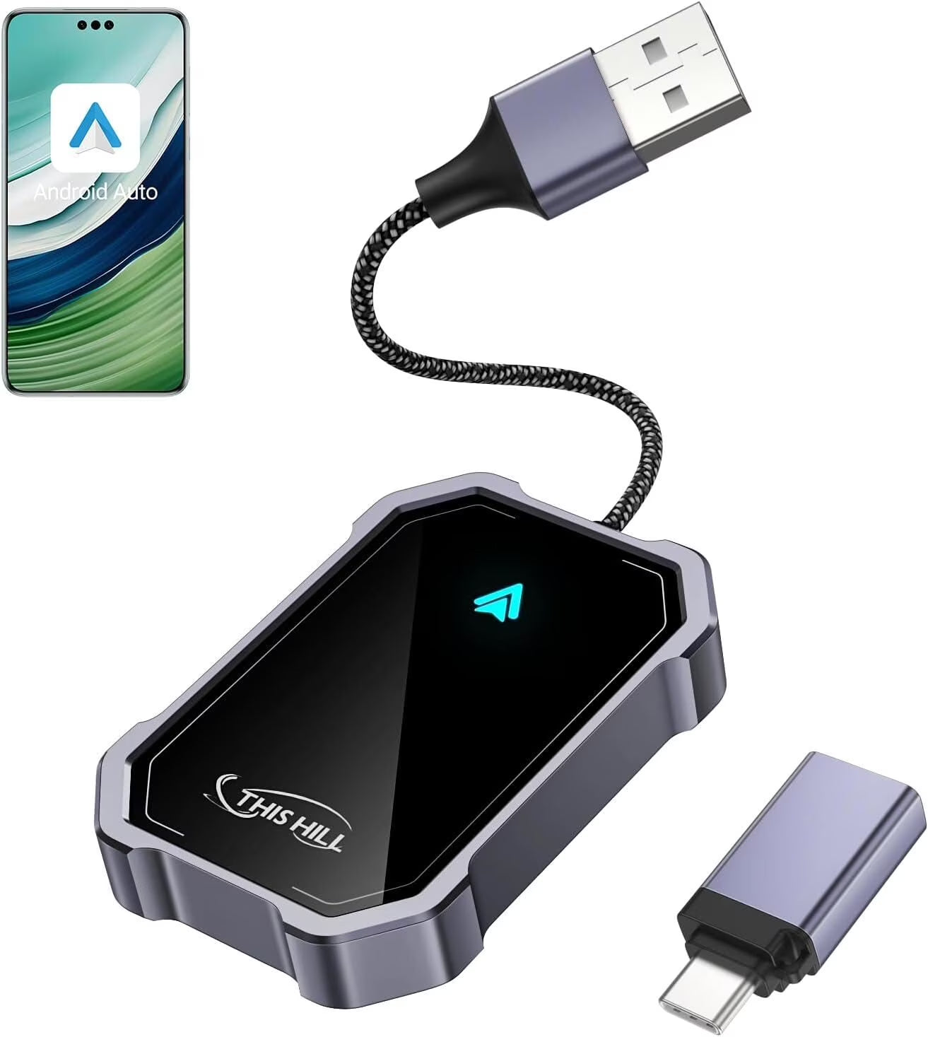 SPBTAR Wireless Carplay Adapter for Cars - Plug and Play USB A/C Dongle Converts Wired to Wireless Carplay, Compatible with Factory Wired Carplay Models (2016+), Android Auto, Aluminum Alloy